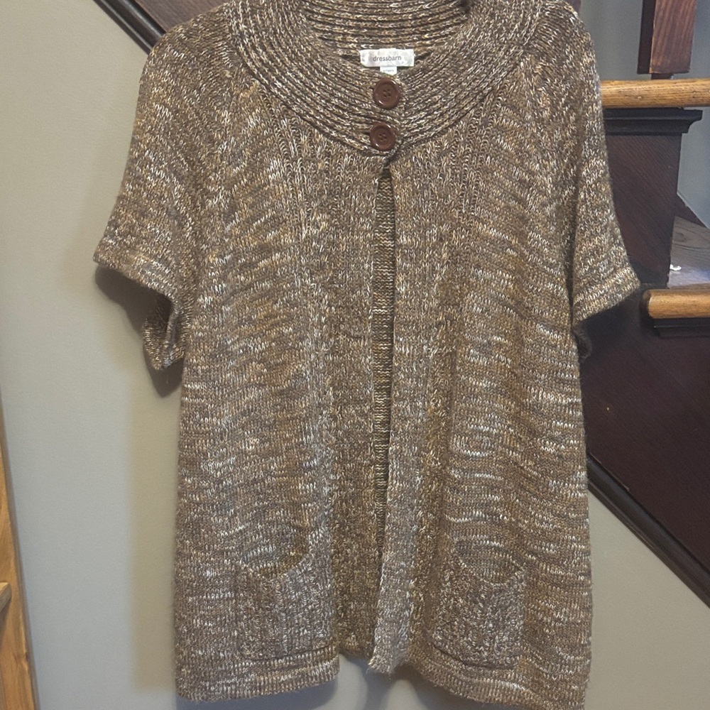 Dress Barn Brown Short Sleeve Cardigan